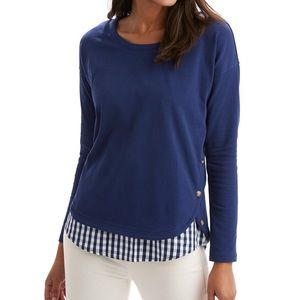 3-In-1 Mixed Media Gingham Pullover